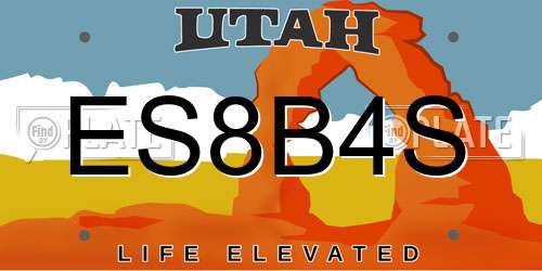 ES8B4S Utah License Plate