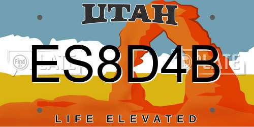 ES8D4B Utah License Plate
