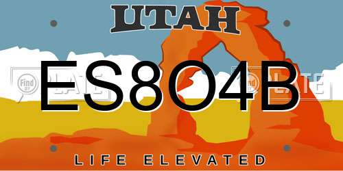ES8O4B Utah License Plate