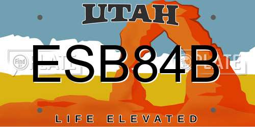 ESB84B Utah License Plate