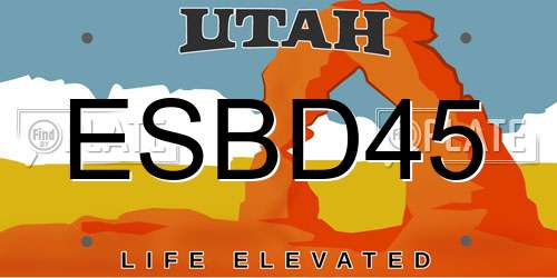 ESBD45 Utah License Plate