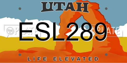 ESL289 Utah License Plate