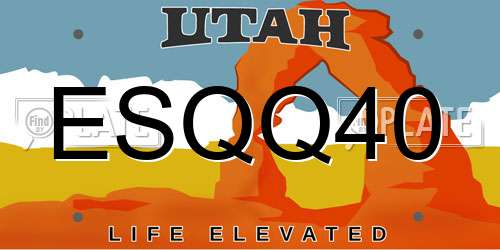 ESQQ40 Utah License Plate