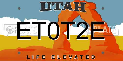 ET0T2E Utah License Plate