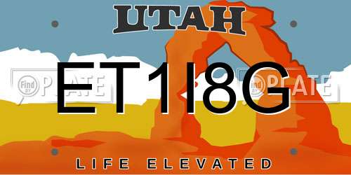 ET1I8G Utah License Plate
