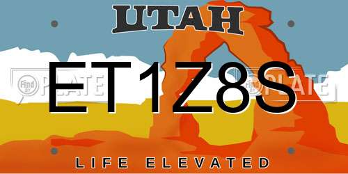 ET1Z8S Utah License Plate