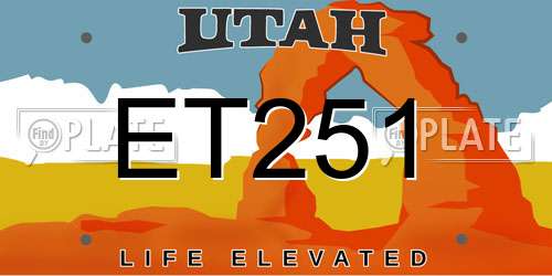 ET251 Utah License Plate