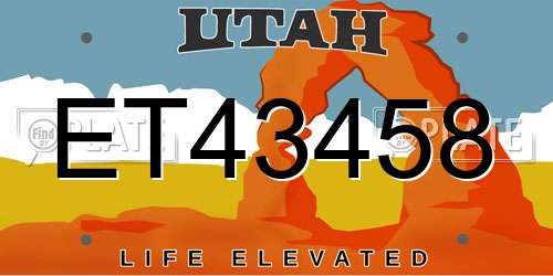 ET43458 Utah License Plate