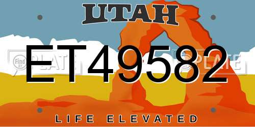 ET49582 Utah License Plate