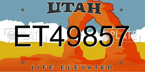 ET49857 Utah License Plate