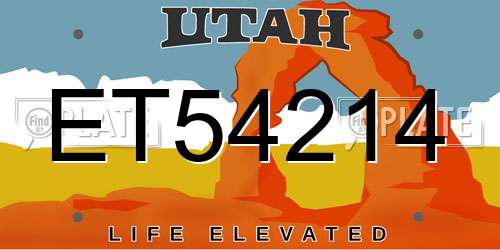 ET54214 Utah License Plate