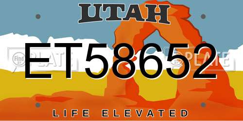 ET58652 Utah License Plate