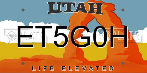 ET5G0H Utah License Plate