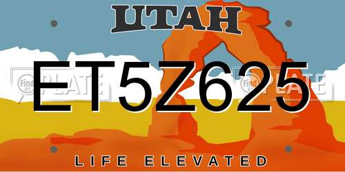 ET5Z625 Utah License Plate