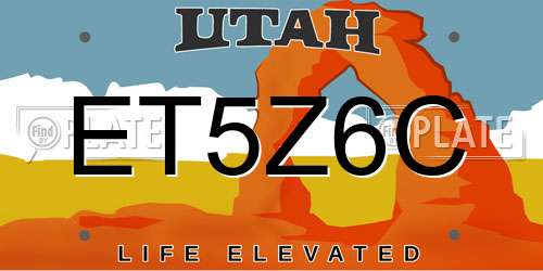 ET5Z6C Utah License Plate