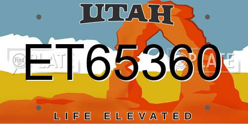 ET65360 Utah License Plate
