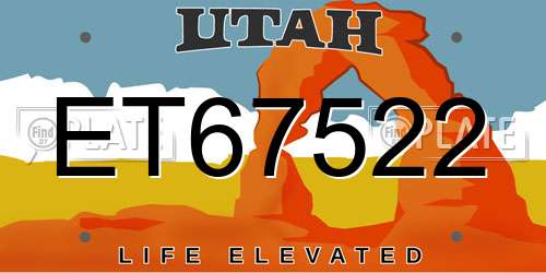 ET67522 Utah License Plate