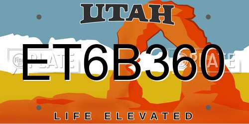 ET6B360 Utah License Plate