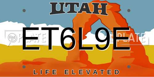 ET6L9E Utah License Plate