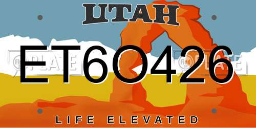 ET6O426 Utah License Plate