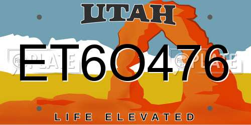 ET6O476 Utah License Plate