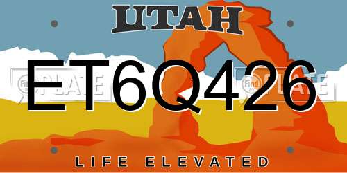 ET6Q426 Utah License Plate