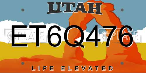 ET6Q476 Utah License Plate