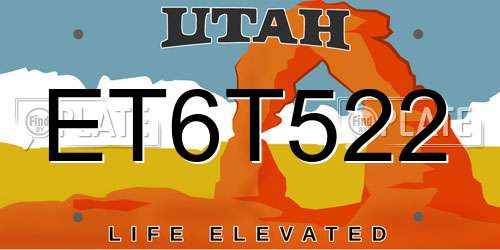 ET6T522 Utah License Plate