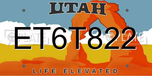 ET6T822 Utah License Plate