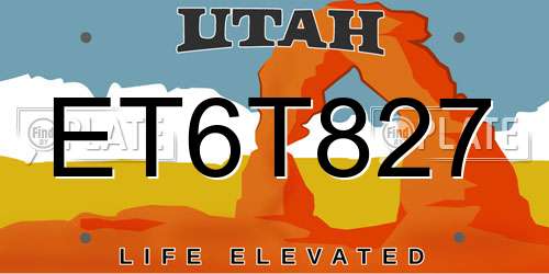 ET6T827 Utah License Plate
