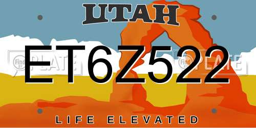 ET6Z522 Utah License Plate
