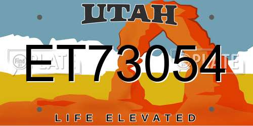 ET73054 Utah License Plate