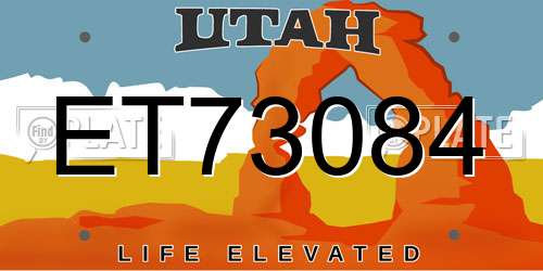 ET73084 Utah License Plate