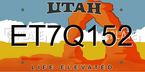 ET7Q152 Utah License Plate