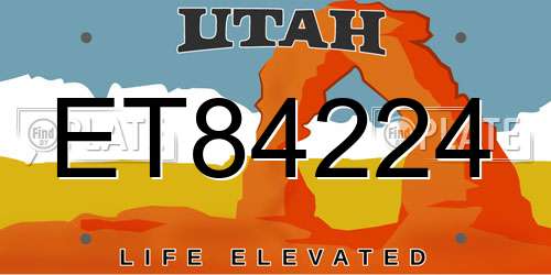 ET84224 Utah License Plate
