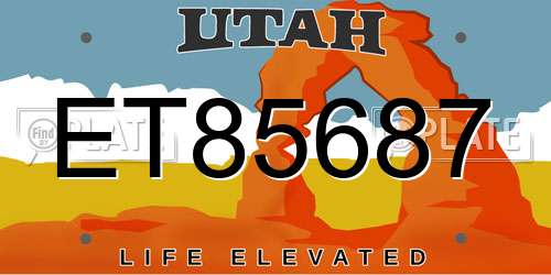 ET85687 Utah License Plate