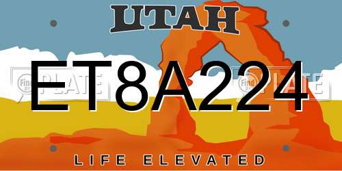ET8A224 Utah License Plate