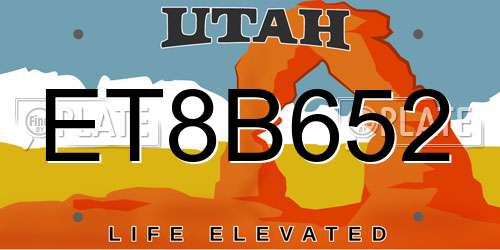 ET8B652 Utah License Plate
