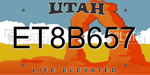 ET8B657 Utah License Plate