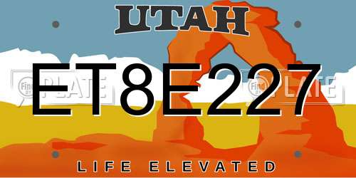 ET8E227 Utah License Plate