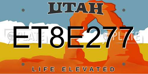 ET8E277 Utah License Plate