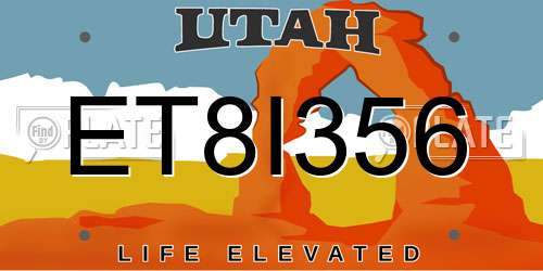 ET8I356 Utah License Plate