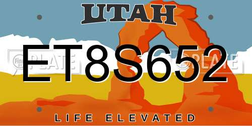 ET8S652 Utah License Plate