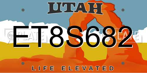 ET8S682 Utah License Plate