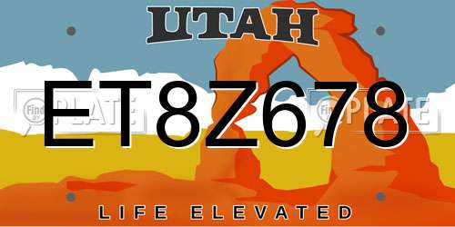 ET8Z678 Utah License Plate