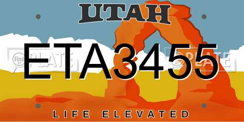 ETA3455 Utah License Plate