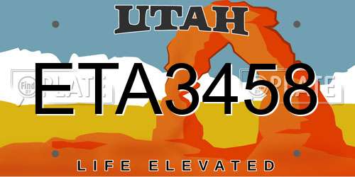ETA3458 Utah License Plate