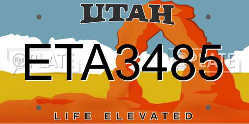 ETA3485 Utah License Plate