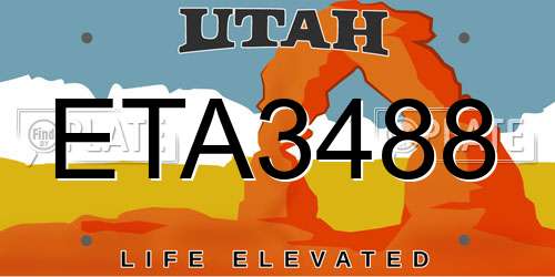 ETA3488 Utah License Plate