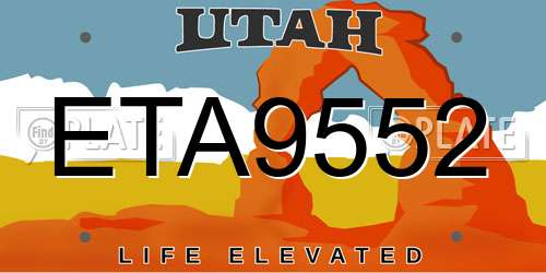 ETA9552 Utah License Plate